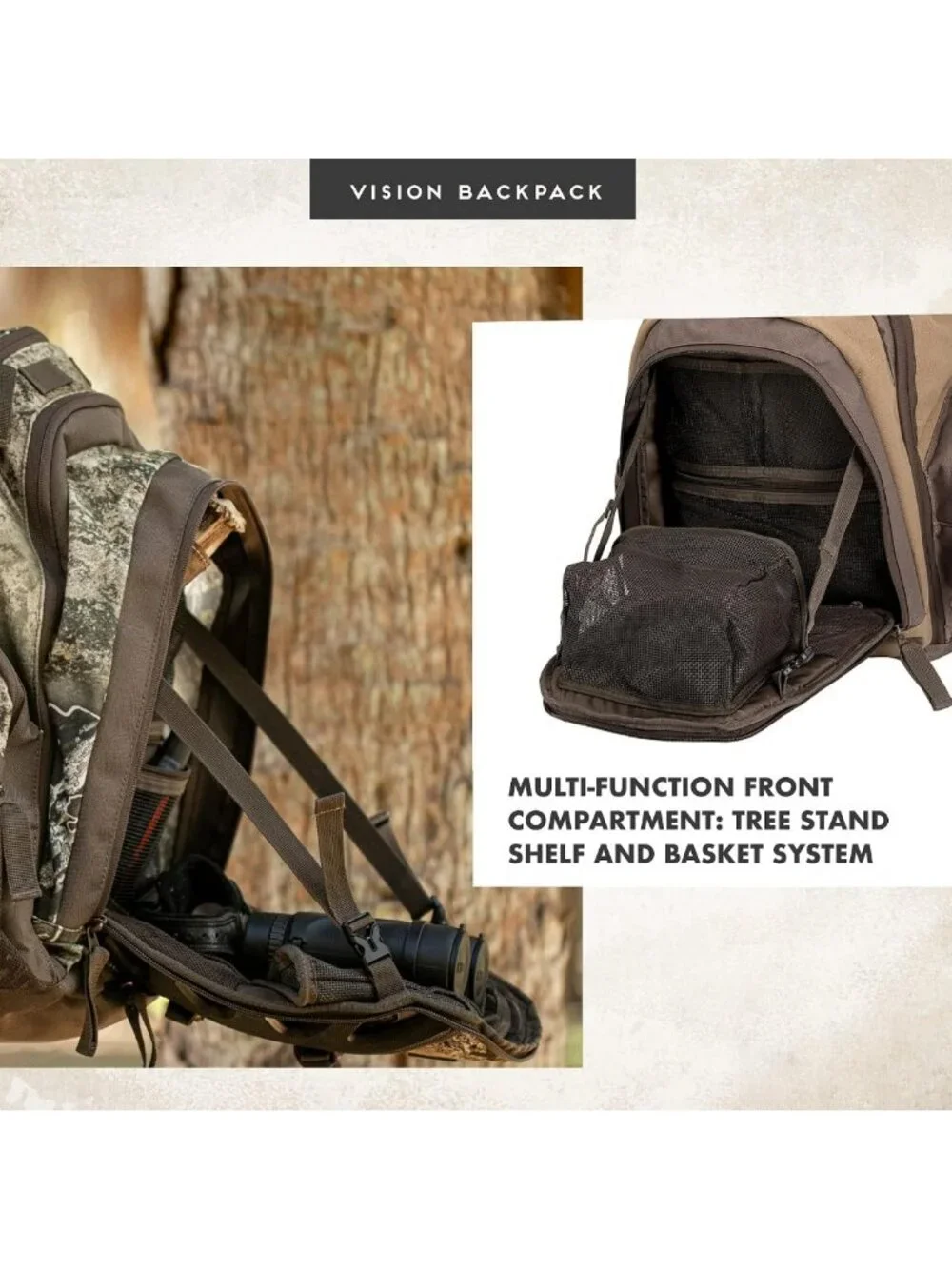 Camouflaged Vision Bow Pack - Lightweight Hunting Backpack, Realtree EDGE Design